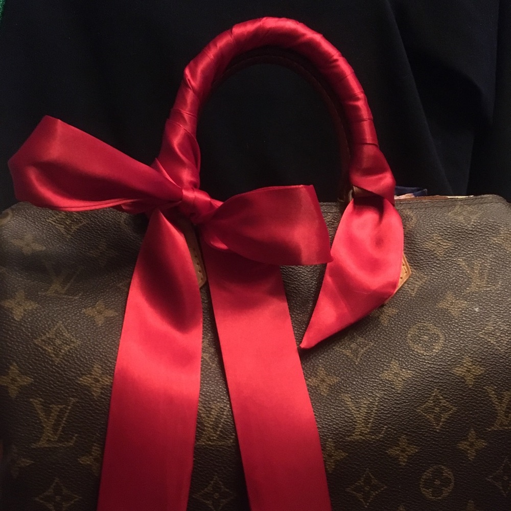 Purse scarf twilly  cherry RED handle covers